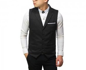 Vest Formal With Collar Lapel Black