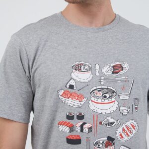 Men T-shirt Japanese Food Grey