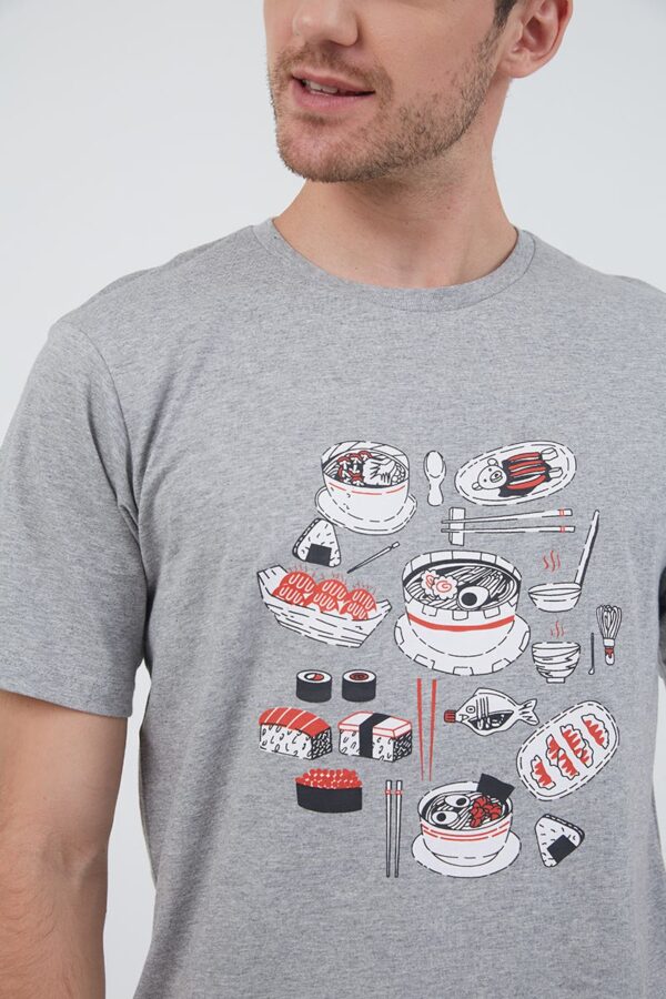 Men T-shirt Japanese Food Grey